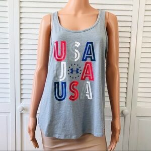 3/$25 UNDER ARMOUR Gray Criss Cross Back USA Tank Top Size XL